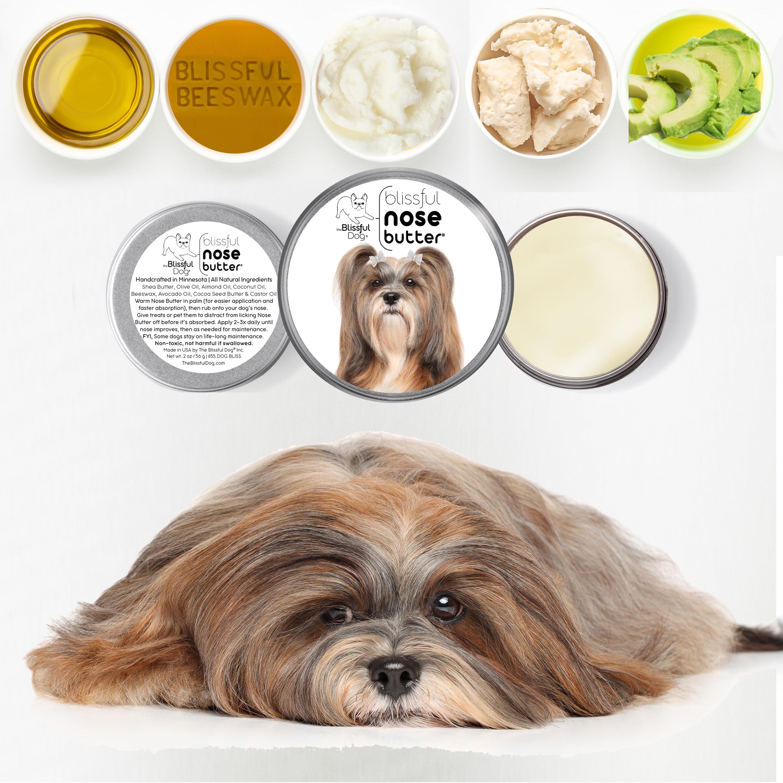 The Blissful Dog Lhasa Apso Unscented Nose Butter - Dog Nose Butter, 8 Ounce